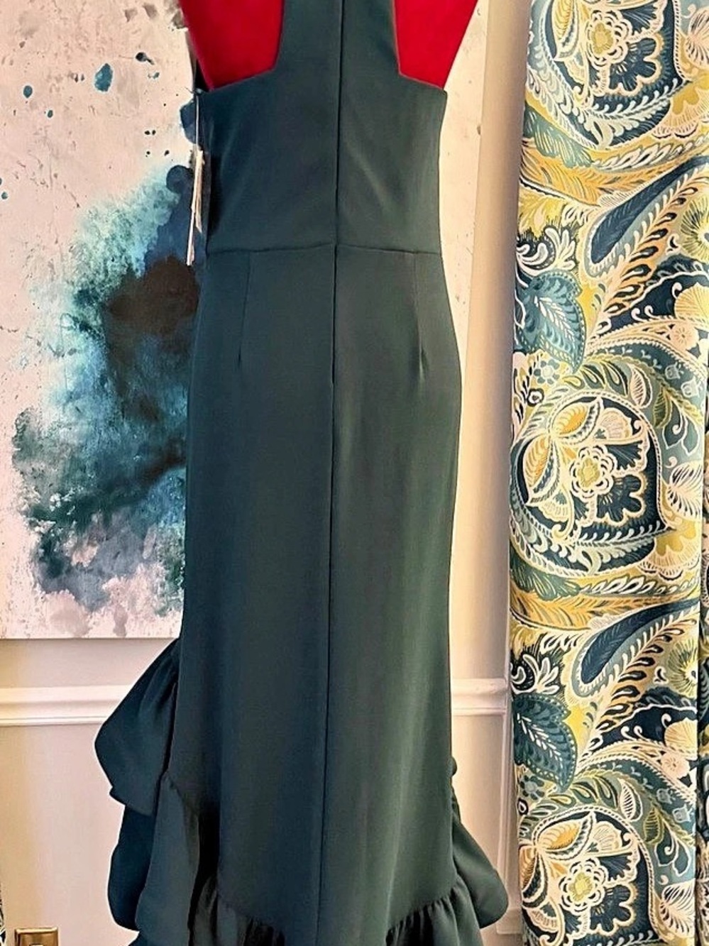 AQUA Racerback Ruffle Hem Gown Ruffle Hem Maxi Dress in Green Size 8 NWT